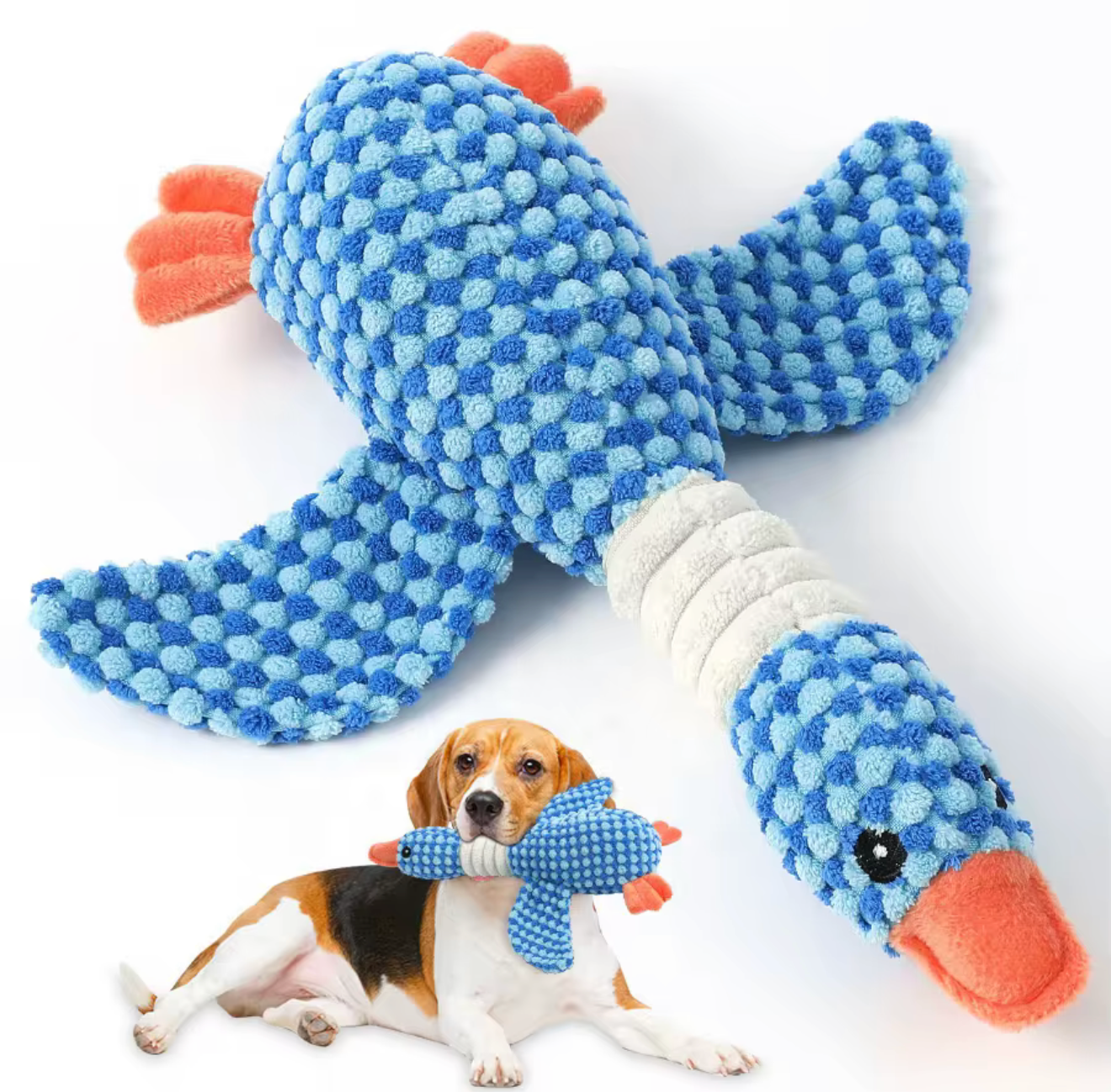 Squeaky Duck Dog Toy — Durable Plush Chew Toy for Large Dogs